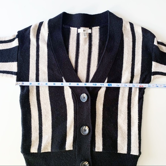 BP striped button sweater cardigan black and cream size xxs - Picture 8 of 9